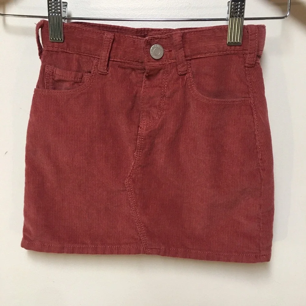 Old Navy Corduroy Skirt Girls 4T Red Adjustable Waist Mini Skirt 100% Cotton